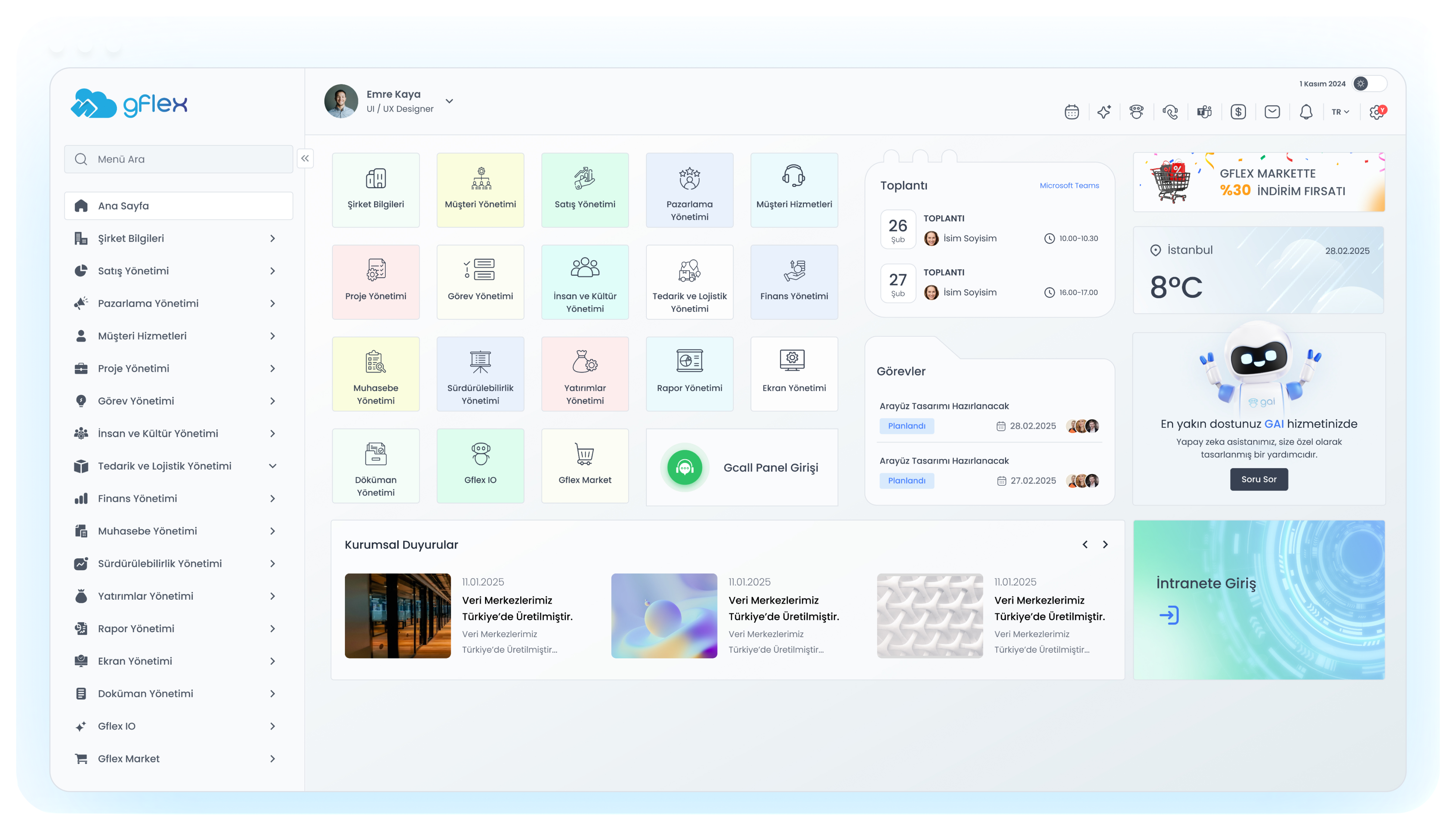 Gflex arayüz görseli